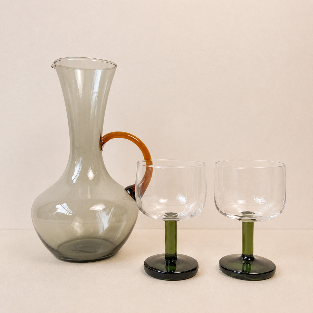 Isidora Glass Jug | Grey & Amber