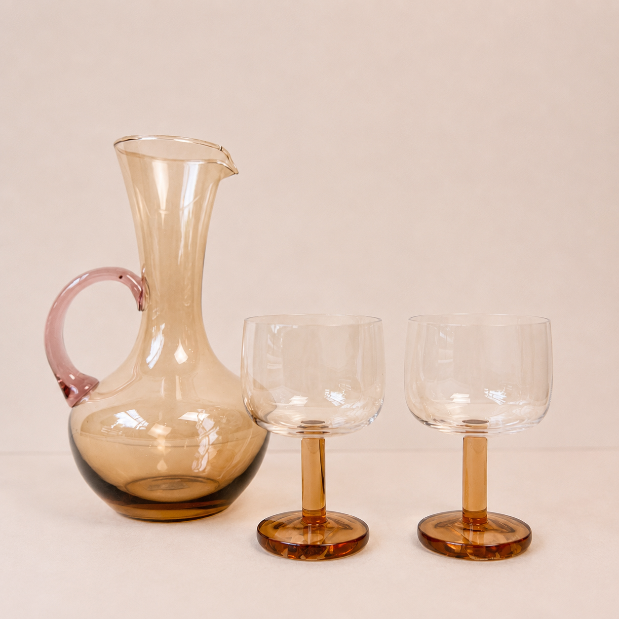 Isidora Glass Jug | Brown & Pink